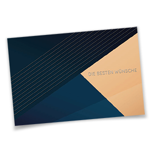 Vergrößere Abbildung Glückwunschkarte mit samtiger Oberfläche und Silberfoliendruck „Die Besten Wünsche“