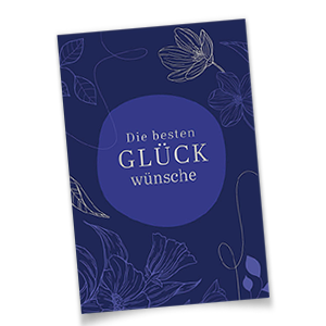 Vergrößere Abbildung Dunkelblaue Glückwunschkarten mit silberner Folienprägung Die besten Glückwünsche, samtiger Oberfläche und weißem Einlegeblatt